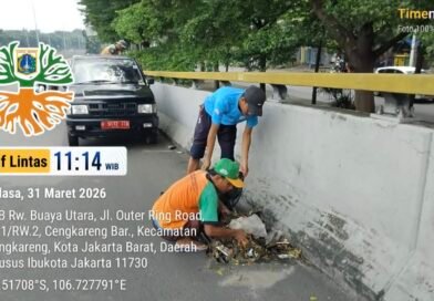 Viral! Personel Satpel LH Kecamatan Cengkareng Bersihkan Sampah di Flyover