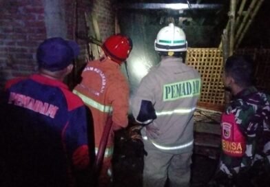 Kandang Kambing di Gandusari Terbakar, Babinsa dan Damkar Padamkan Api