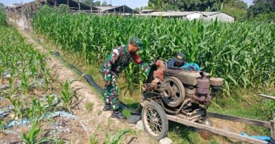 Babinsa Purwokerto Dampingi Petani Pastikan Pengairan Jagung Optimal